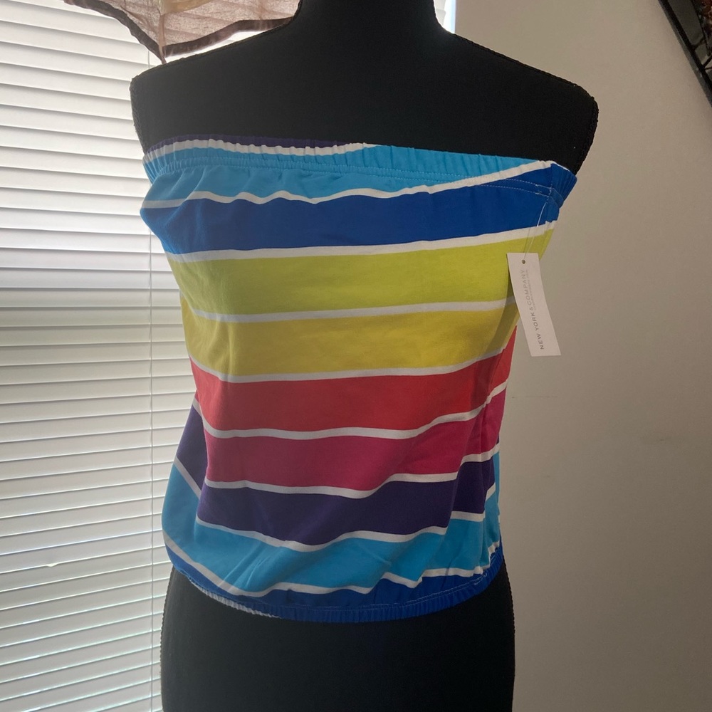 New York & Company - Striped French Terry Strapless Top (NWT)